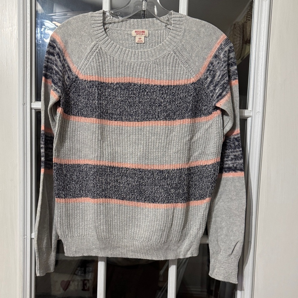 Mossimo Gray and Pink Striped Sweater S/P
